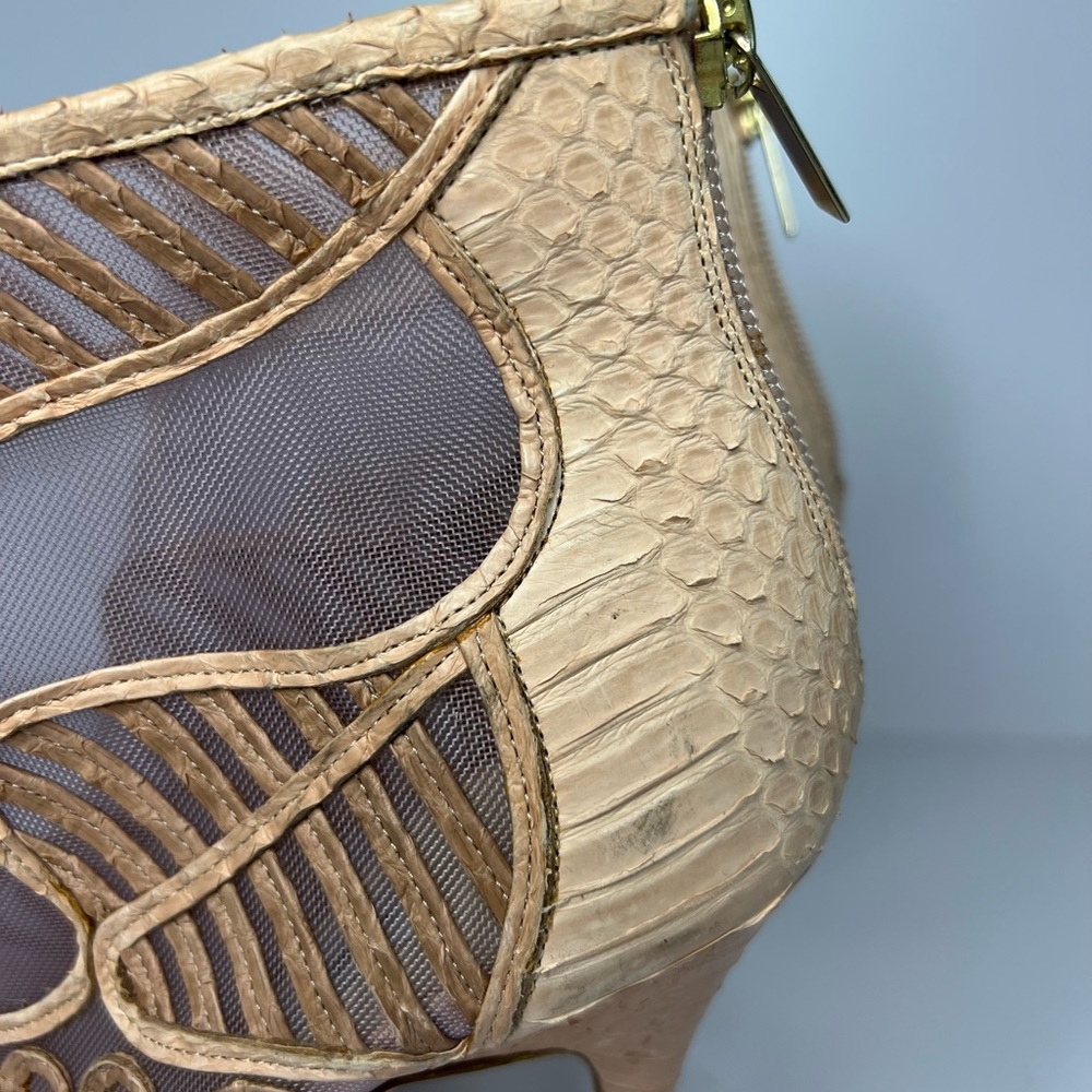 Jimmy Choo Beige Python And Mesh Open Toe Platfor… - image 6